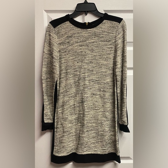 Zara W&B Collection Black/Gray Sweater-Like Long Sleeved Mini Dress Size Medium - Picture 2 of 6